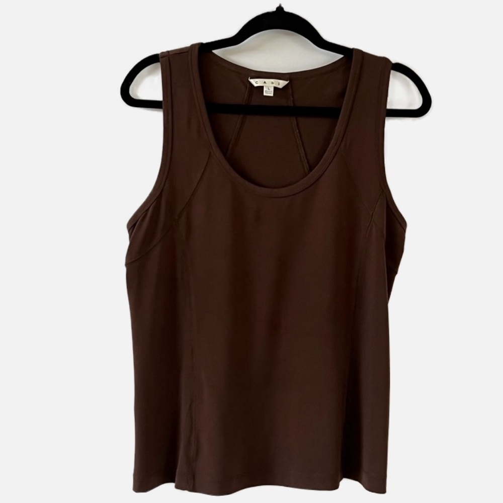 CAbi Athleisure Racerback Tank Top In Brown Style Number 958